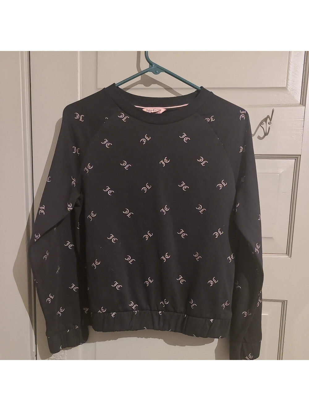 Juicy Couture Girls Sweatshirt black Long Sleeve Crew Neck Pullover Size xl 16